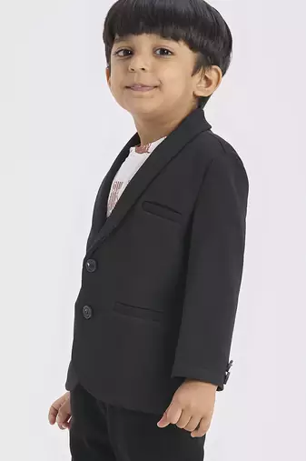 full sleeves blazer set with graphic printed t-shirt - black