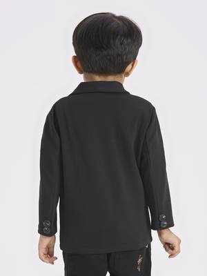 full sleeves blazer set with graphic printed t-shirt - black 3