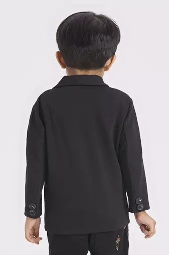 full sleeves blazer set with graphic printed t-shirt - black