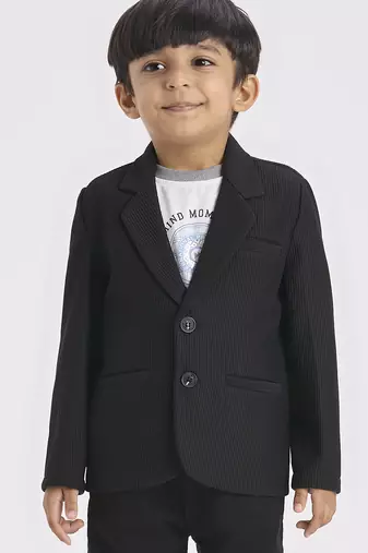 full sleeves blazer set with graphic printed t-shirt - black