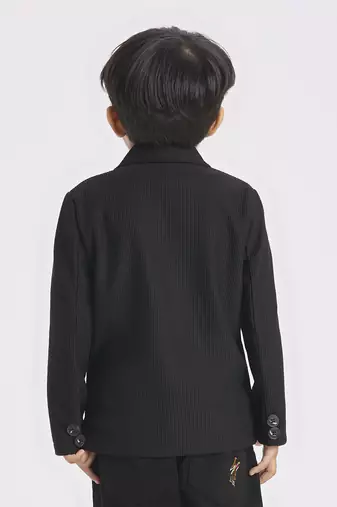 full sleeves blazer set with graphic printed t-shirt - black