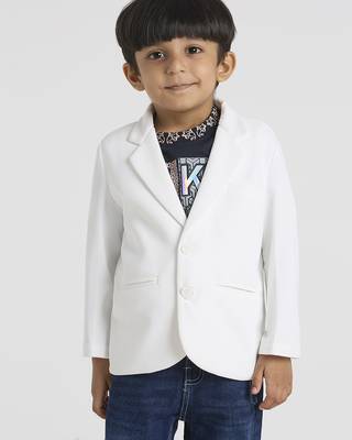 full sleeves blazer set with graphic printed t-shirt - white 1
