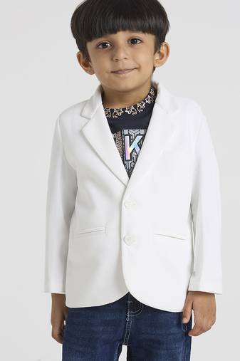 full sleeves blazer set with graphic printed t-shirt - white