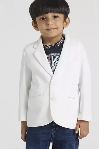 full sleeves blazer set with graphic printed t-shirt - white