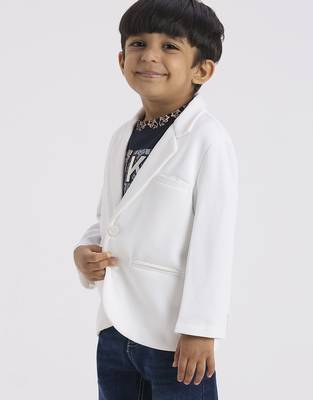 full sleeves blazer set with graphic printed t-shirt - white 3