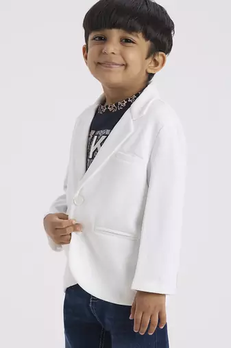 full sleeves blazer set with graphic printed t-shirt - white