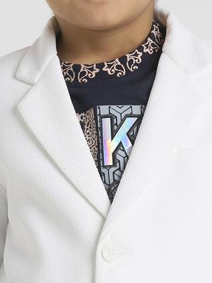 full sleeves blazer set with graphic printed t-shirt - white 4