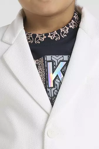 full sleeves blazer set with graphic printed t-shirt - white