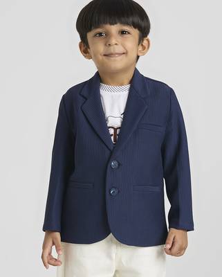 full sleeves blazer set with graphic printed t-shirt - navy blue 1
