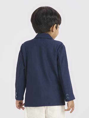 full sleeves blazer set with graphic printed t-shirt - navy blue 3