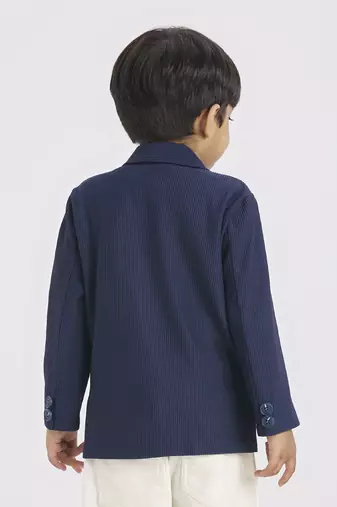 full sleeves blazer set with graphic printed t-shirt - navy blue
