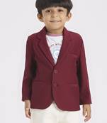 full sleeves blazer set with graphic printed t-shirt - maroon