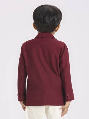 full sleeves blazer set with graphic printed t-shirt - maroon 2