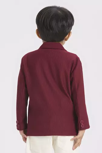 full sleeves blazer set with graphic printed t-shirt - maroon