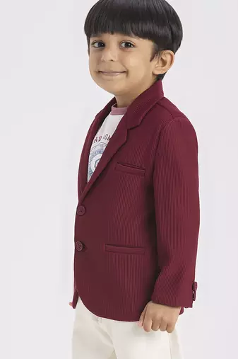 full sleeves blazer set with graphic printed t-shirt - maroon