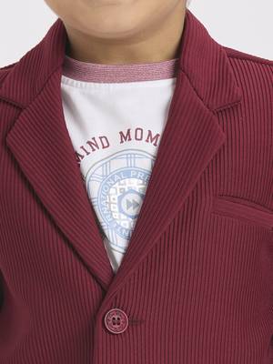 full sleeves blazer set with graphic printed t-shirt - maroon 4
