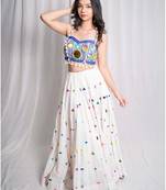 white embroidered cotton Lehenga with blouse