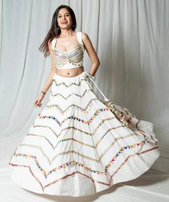 white embroidered cotton Lehenga set 1