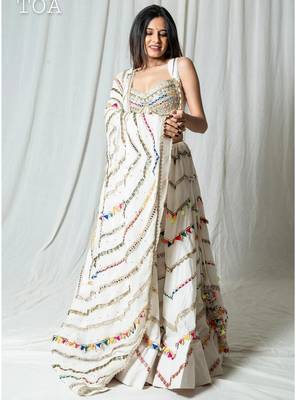 white embroidered cotton Lehenga set 2