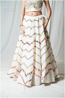 white embroidered cotton Lehenga set 3