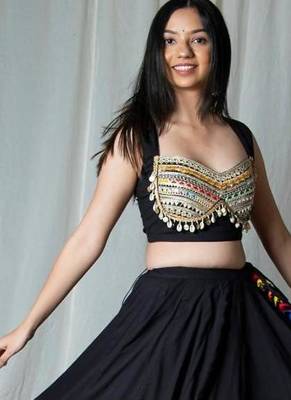 black embroidered cotton Lehenga with blouse 2