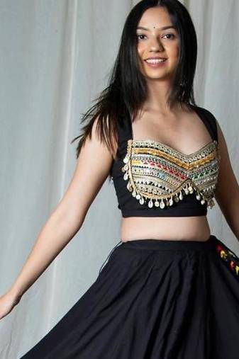 black embroidered cotton Lehenga with blouse