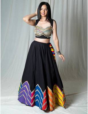 black embroidered cotton Lehenga with blouse 1