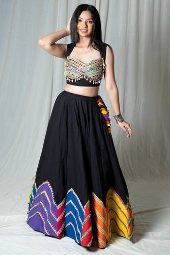 black embroidered cotton Lehenga with blouse