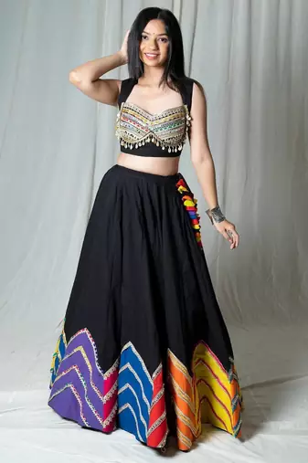 black embroidered cotton Lehenga with blouse