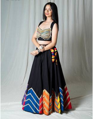 black embroidered cotton Lehenga with blouse 4