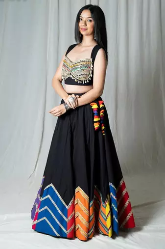 black embroidered cotton Lehenga with blouse