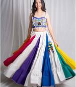 multicolor plain cotton Lehenga with blouse
