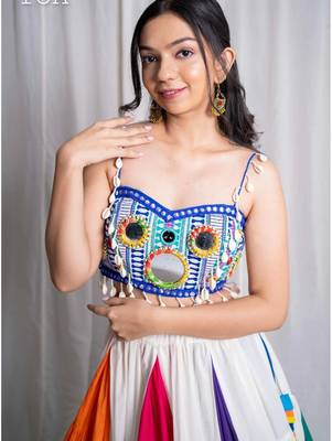multicolor plain cotton Lehenga with blouse 3