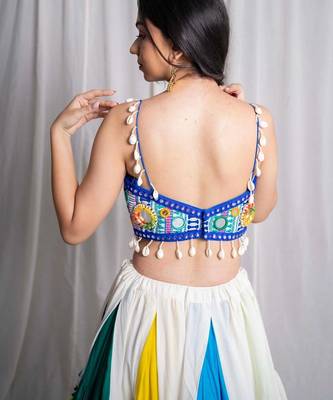 multicolor plain cotton Lehenga with blouse 4