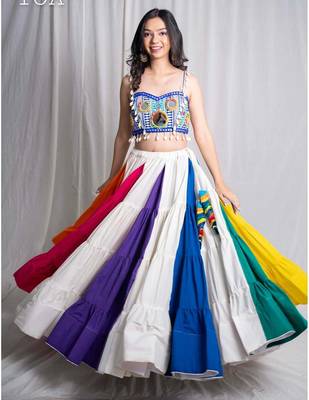 multicolor plain cotton Lehenga 1