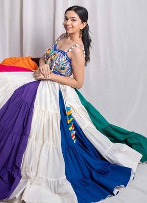 multicolor plain cotton Lehenga 2