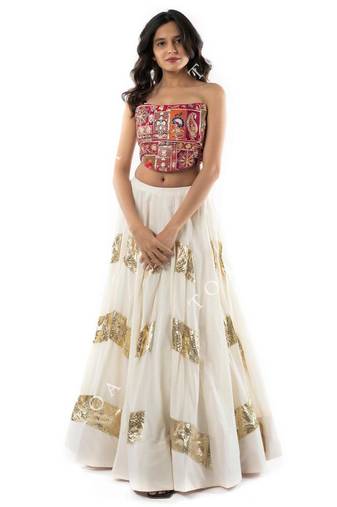 Embroidered Strapless Patchwork Corset Top