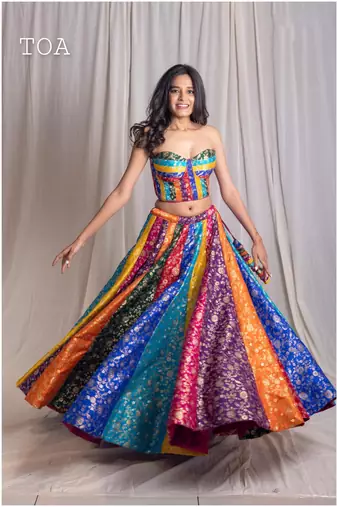 multicolor embroidered silk Lehenga with blouse