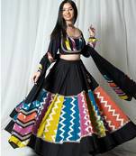 black embroidered cotton Lehenga