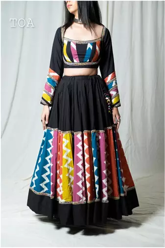 black embroidered cotton Lehenga