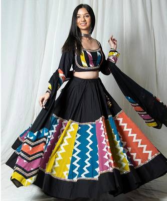 black embroidered cotton Lehenga set 1