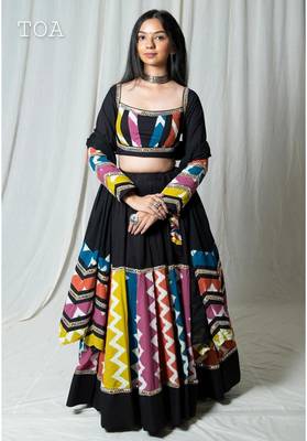 black embroidered cotton Lehenga set 2