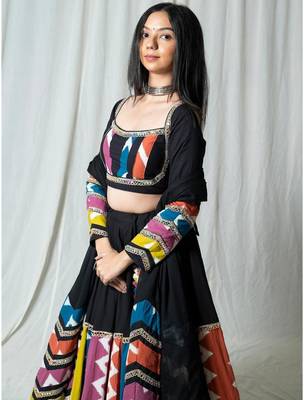 black embroidered cotton Lehenga set 3