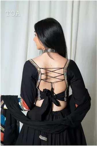 black embroidered cotton Lehenga set