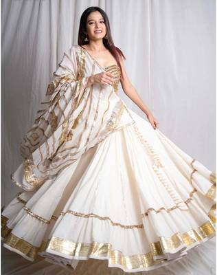 white embroidered cotton Lehenga set 1
