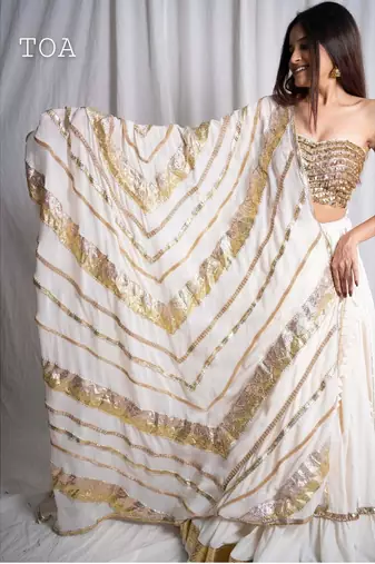 white embroidered cotton Lehenga set