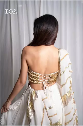 white embroidered cotton Lehenga set