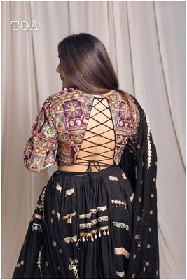 black embroidered cotton Lehenga Set 2