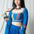 blue embroidered cotton Lehenga set