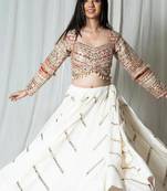 white embroidered cotton Lehenga set